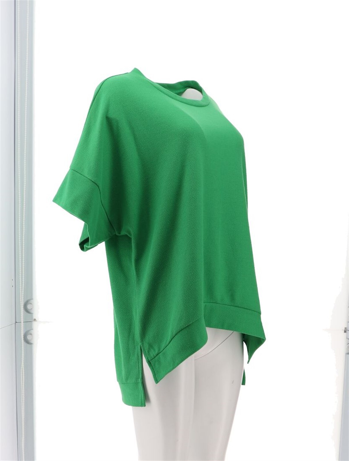 Attitudes Renee Solid Stripe Batwing tunic Green Apple XS NWOT (821)