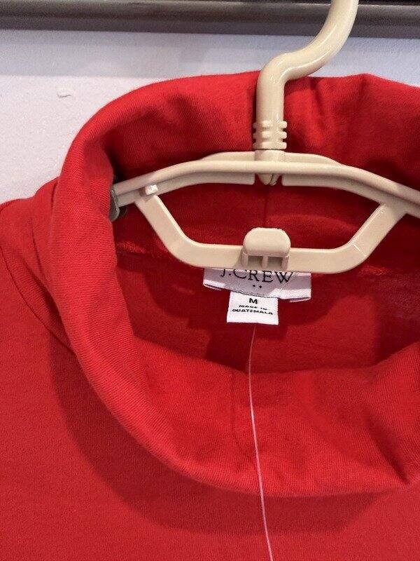 J Crew Factory Tissue Turtleneck Solid Red Women Long Sleeve New Size M