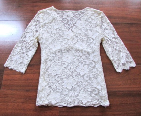 VERTIGO PARIS ~ Size S ~ Vanilla Cream! Sheer Floral Net Lace Sweetheart Top c2