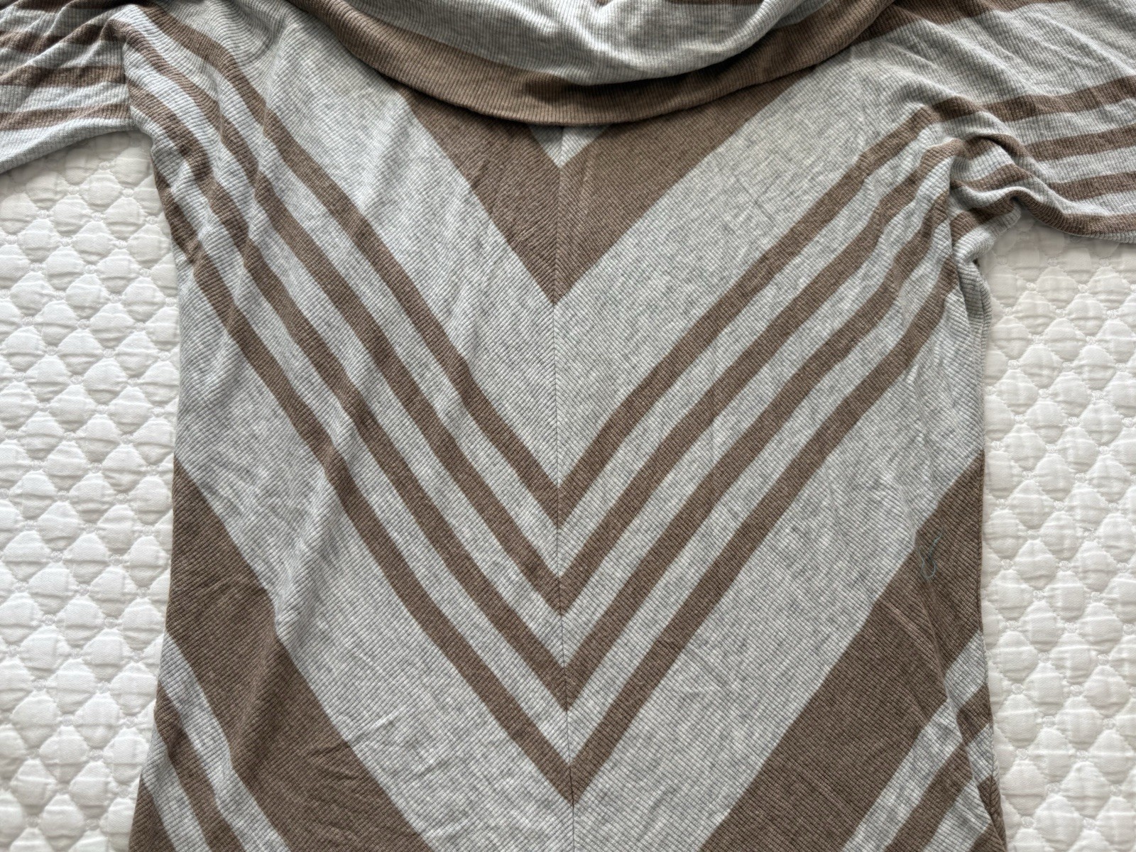 Anthropologie Bordeaux Womens Small Gray Brown Striped Cowl Neck 3/4 Sleeve Top