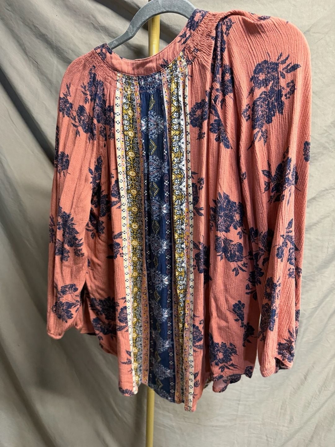 Mason & Belle Women’s Floral Print Boho Tassel Tie-Neck Blouse M