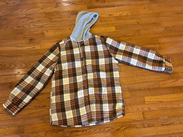 Derbars Women Sherpa Flannel Shirt Jacket Plaid Fleece Button Down Size L – NEW