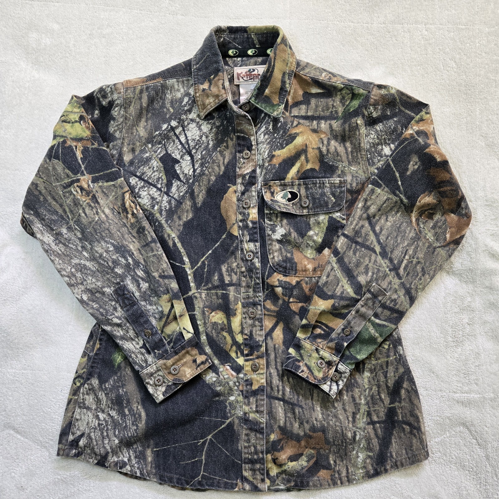 Vintage Mossy Oak Shirt Womens Small Camo Hunt Outdoor Button Lady Explorer