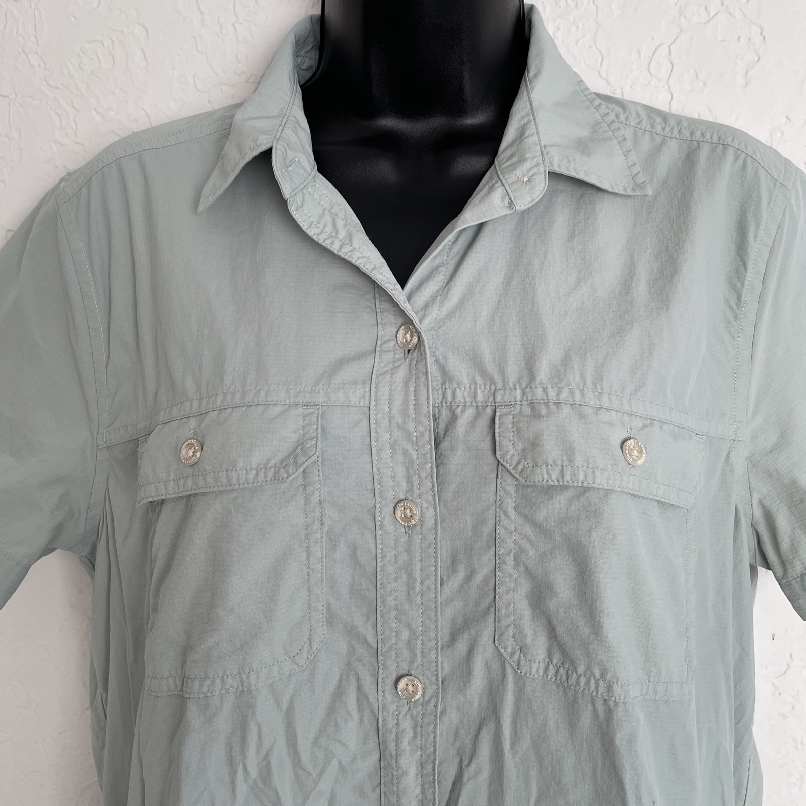 EDDIE BAUER Top Shirt Button Up Sporty Outdoor Hiking Camping Nylon Mesh TAll M
