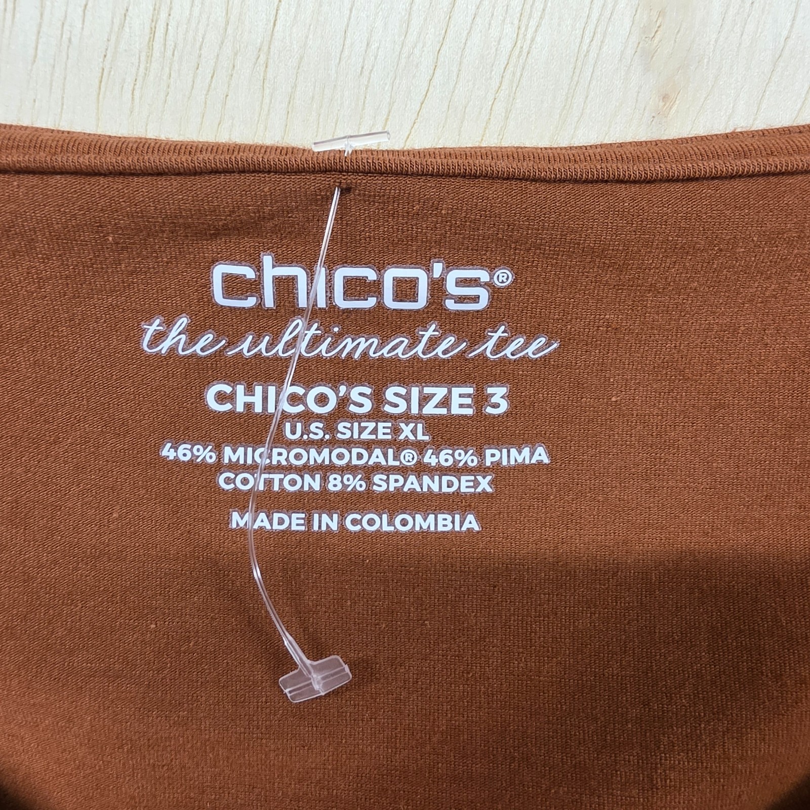 Chico’s The Ultimate Tee Size 3 XL Brown V-Neck 3/4 Sleeve Pima Cotton Blend Top