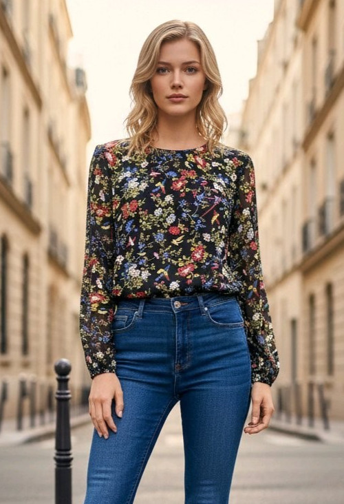 Madewell Blouse Floral Ruffles Sheer Sleeves Prairie Fairy Goth Cottagecore XS
