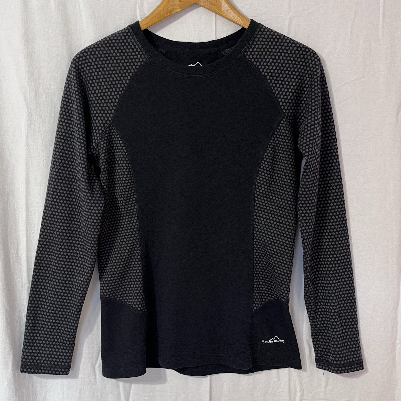 Eddie Bauer Top Women’s Size L Activewear Black/Gray Crew Neck Long Sleeve
