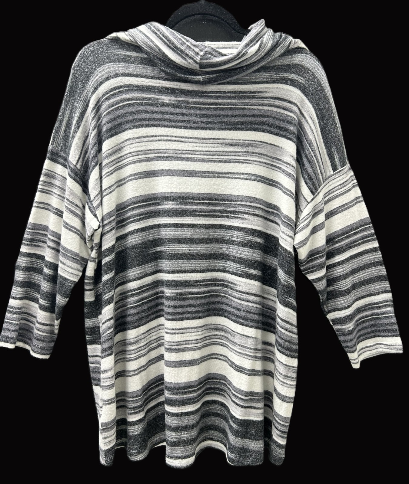 New BOBEAU Womens 2X Cowl Turtleneck Gray 3/4 Sleeve Light Sweater Knit Top NWT