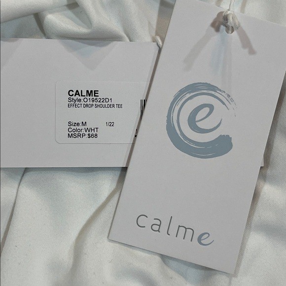 Calme by Johnny Was Top Size M White Tee Dropped Shoulder Active Athleisure Yoga