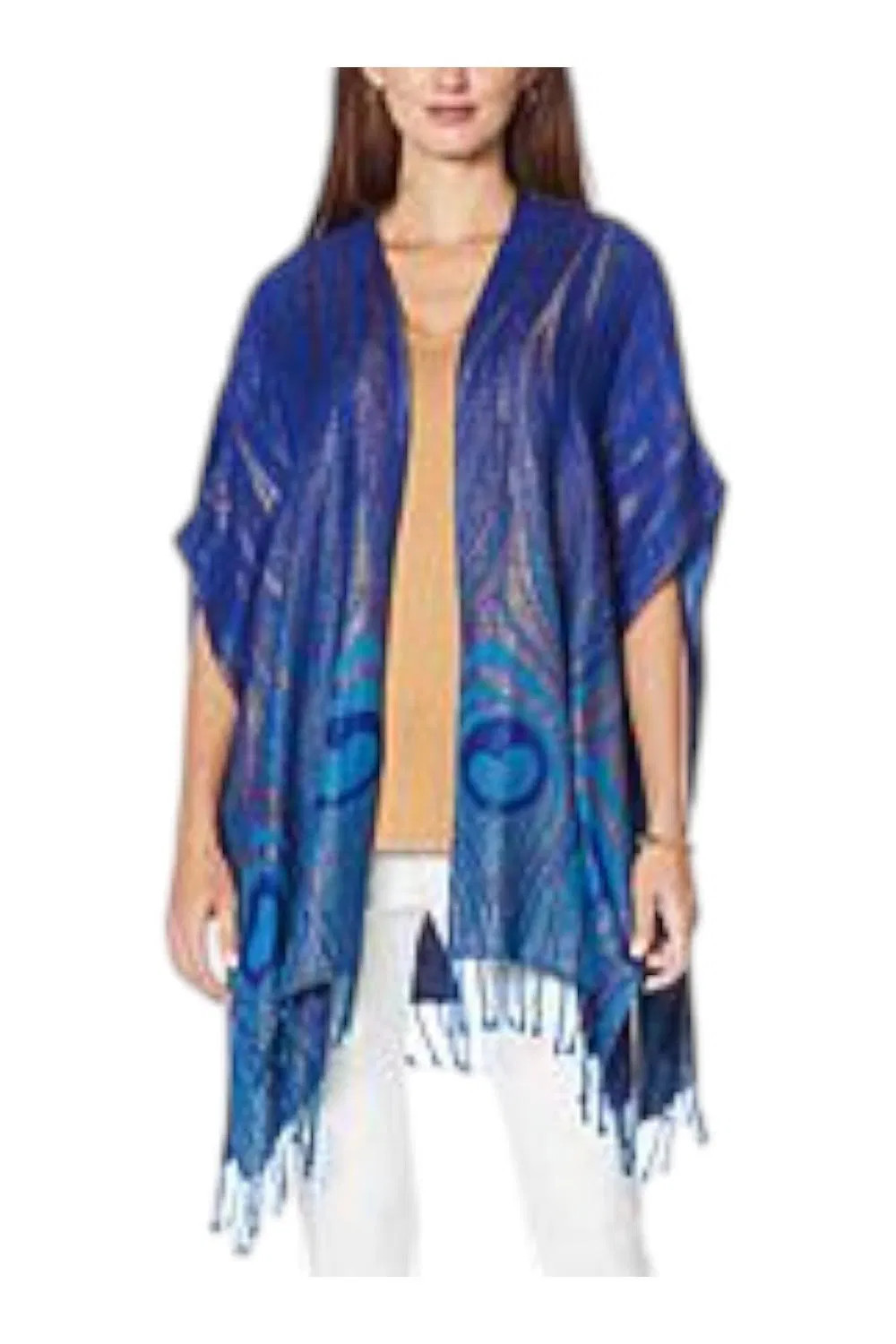Colleen Lopez Women’s Jacquard Ruana Peacock