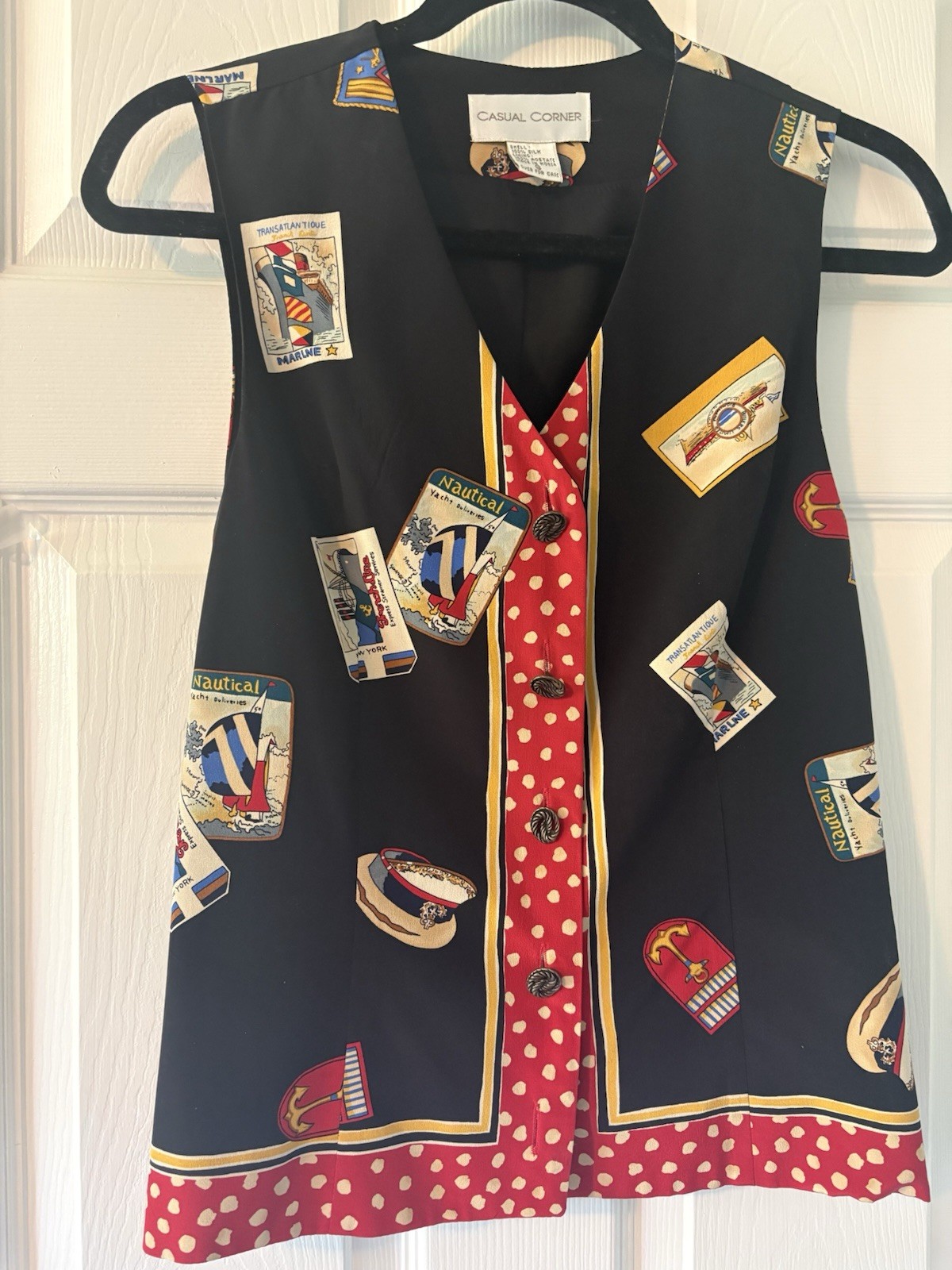 Vitg Casual Corner Silk Vest Top Nautical Cruise Sailing Travel 80s 90s Preppy S