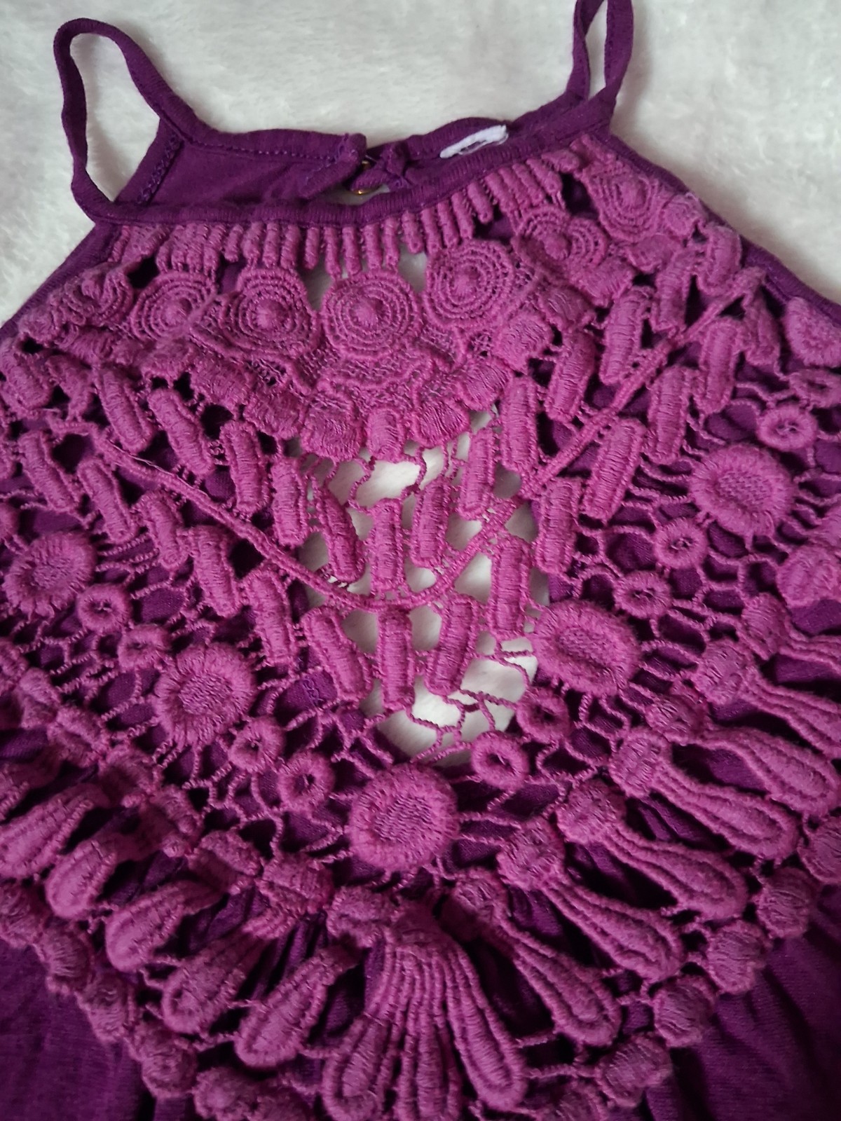 Womens Purple, Tunic, Crochet Accent, Sexy & Fancy Tank Top Size Small