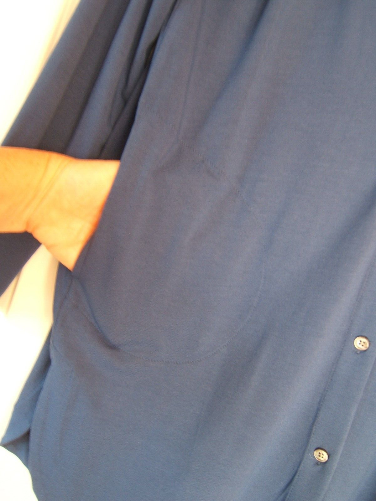NWT J Jill Long Blue Buttondown Tunic Side Pockets Small 95% Rayon 5% Spandex
