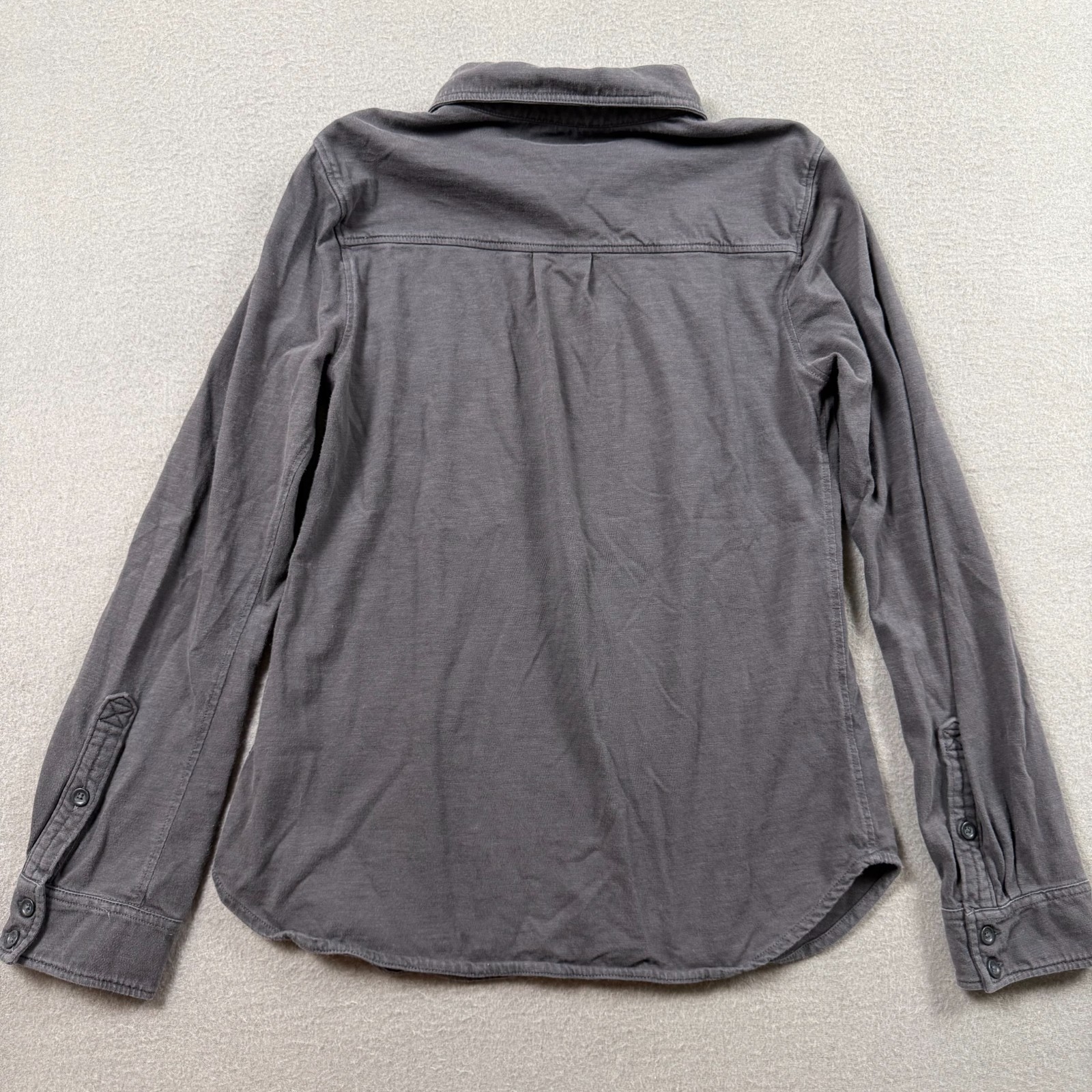 Faherty Womens Sunwashed Knit Button Shirt 100% Organic Cotton Grey Size Small