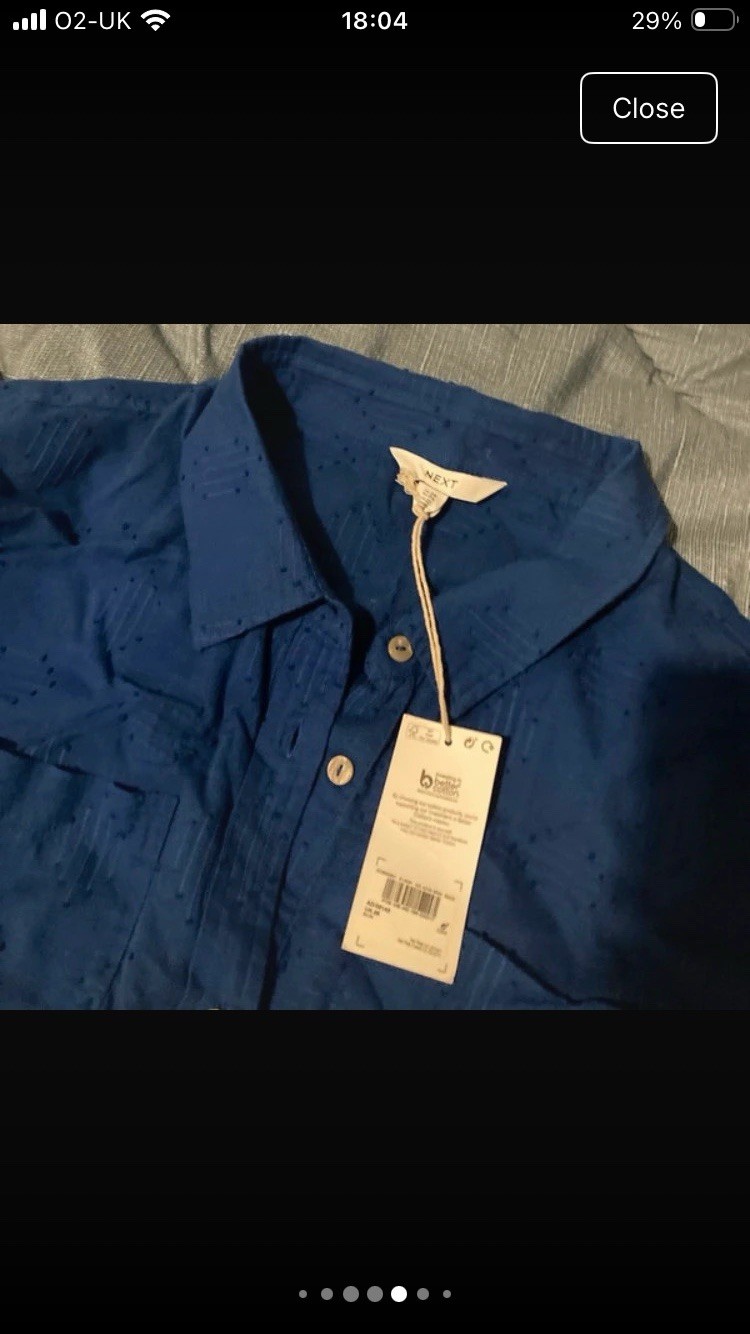 Woman’s Shirt Size 26 Blue By NEXT new With Tags Loose Fit 30 Inch Across Bust