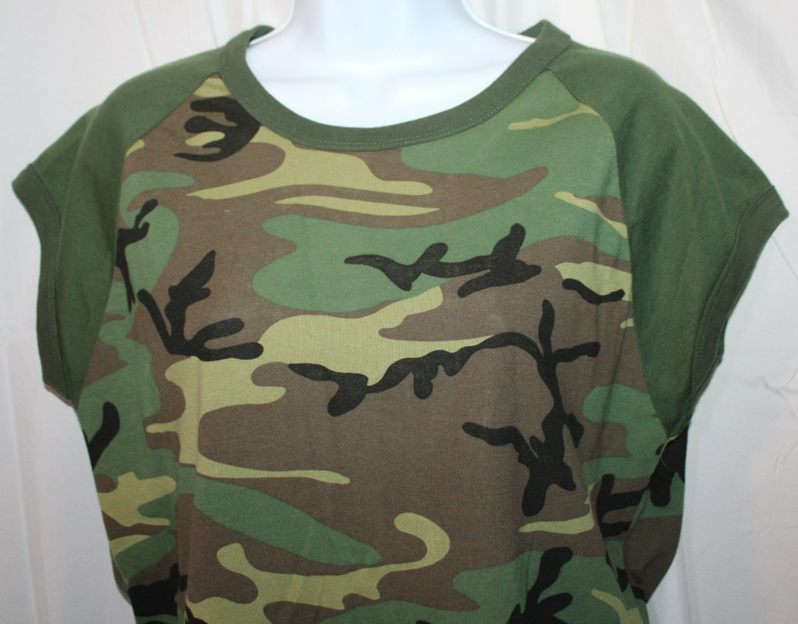 Rothco® Woodland Camo Tactical Women Stretch T-Shirt – New – Size XL