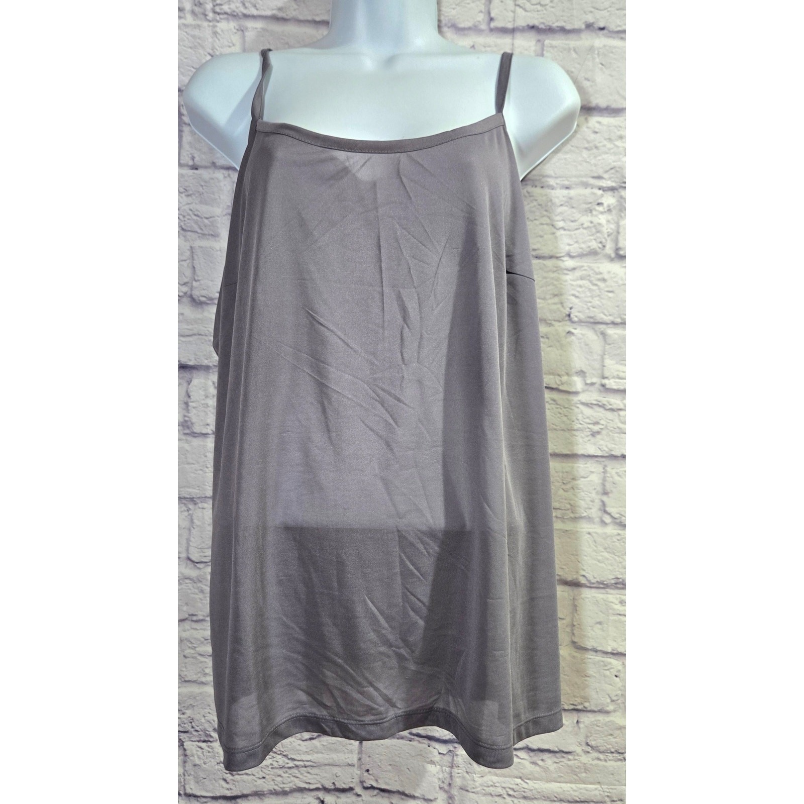 Gray Opaque Adjustable Spaghetti Straps Cami Large Lightweight