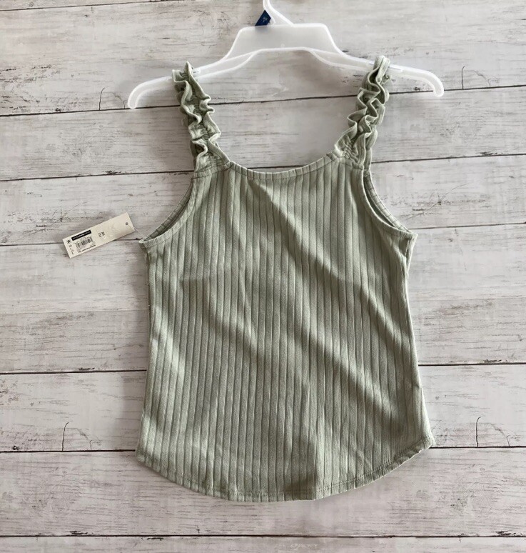 No Boundaries Juniors Rib Button Front Tank Top Shirt XS (1) Light Green NWT