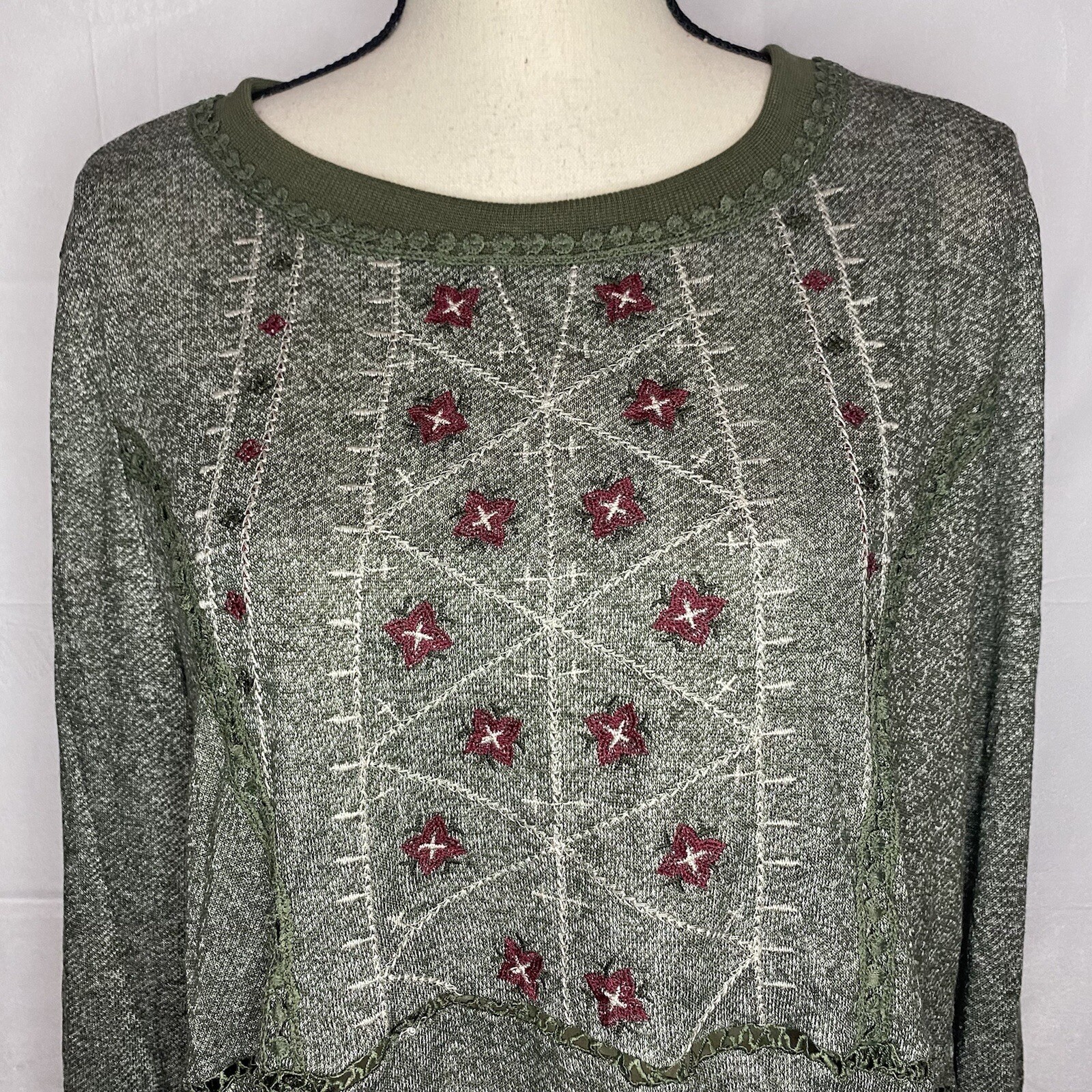 NWT Annabelle Green Embroidered Pullover Cottage Core Sz 2XL