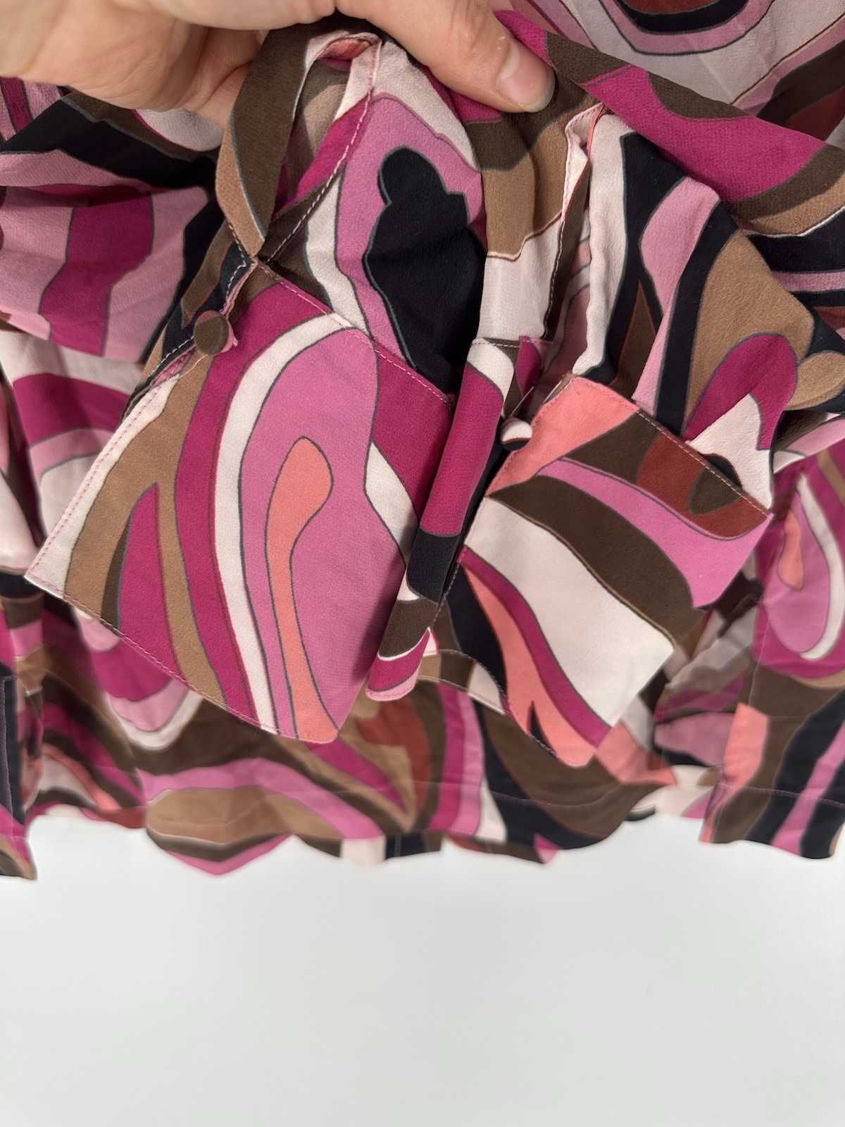 Rixo Havan Marble Pink Silk Shirt Women’s 6 Read