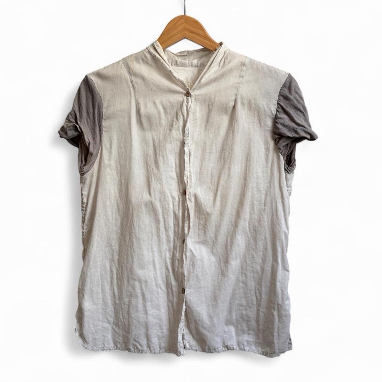 H+ Hannoh Wessel Cuff Sleeve Button Up Womens Sz 44 Two Tone Shirt