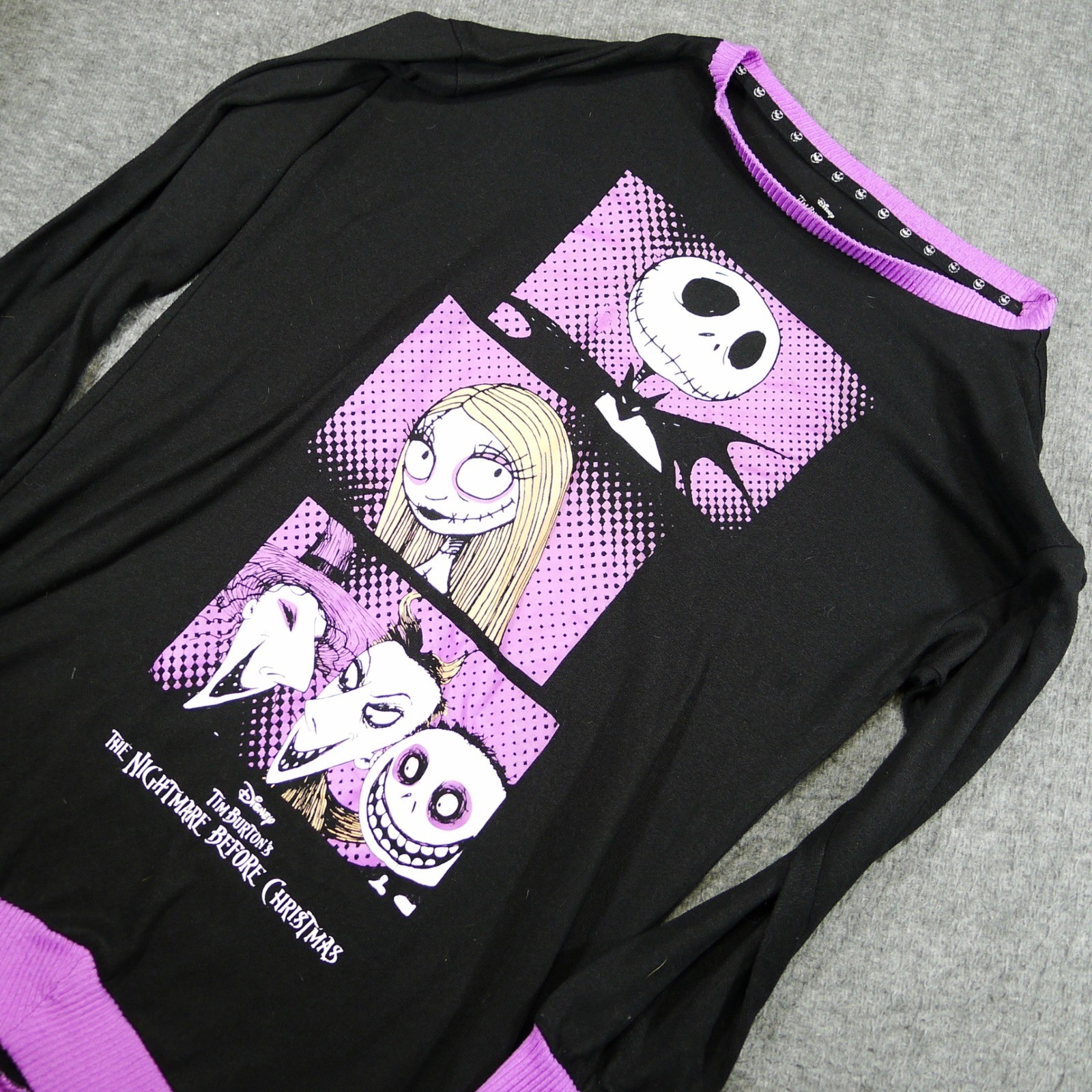 Disney Nightmare Before Christmas Women Small Black Purple Graphic Tunic Shirt
