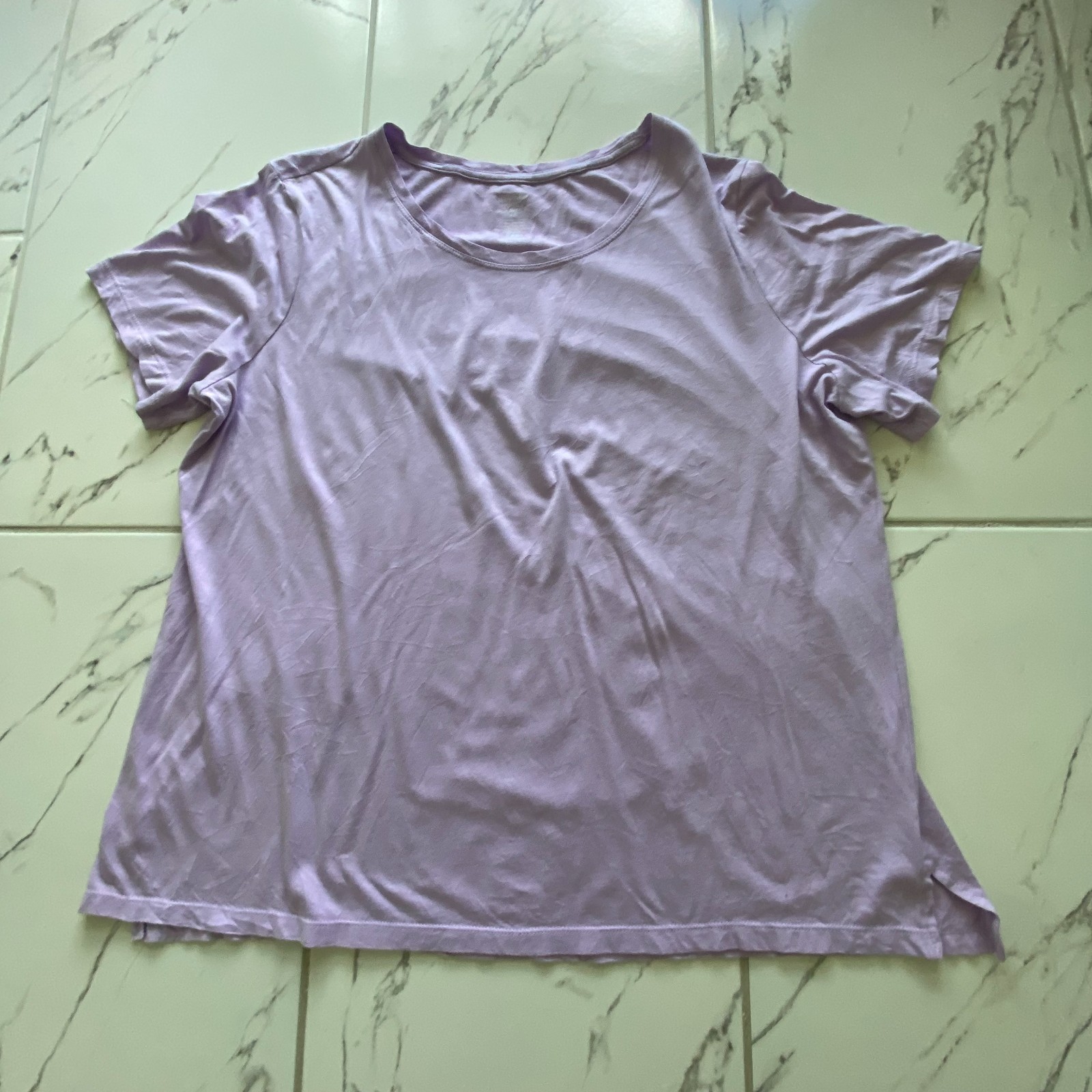 Members Mark Women XXL Purple Essential Crewneck Short Sleeve T Shirt