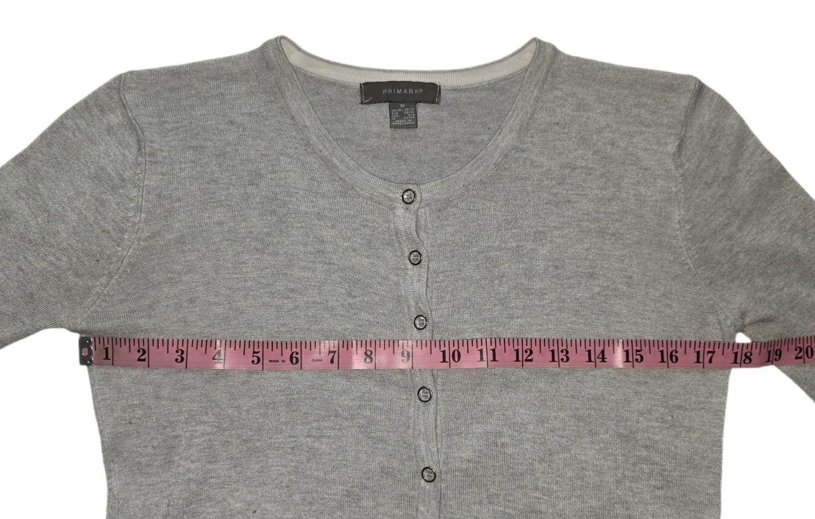 Primark Light Gray Long Sleeve Button Up Knit Sweater Women’s Size M