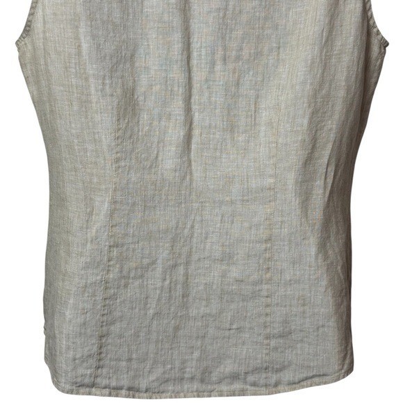 Foxcroft Ivory 100% Linen Fitted Fit Cottagecore Granola Girl Summer Vest 6P