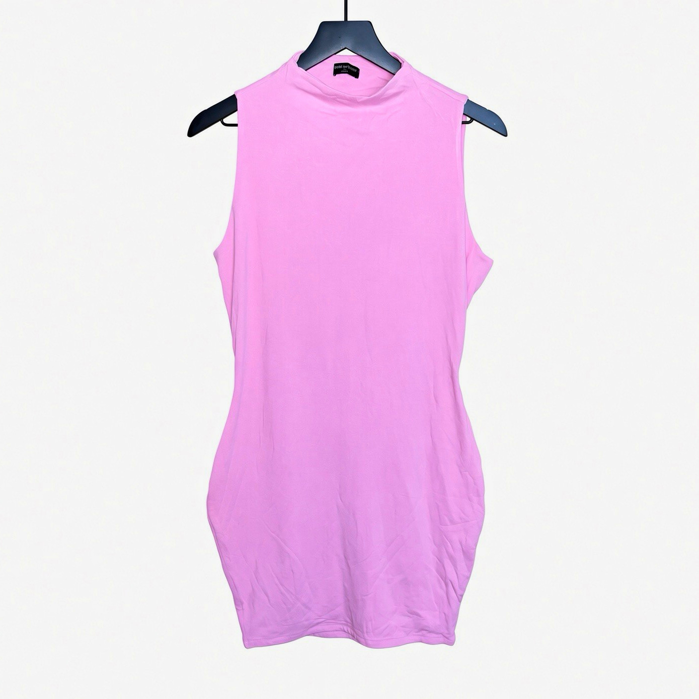 Naked Wardrobe Women’s Pink Solid Mock Neck Sleeveless Knit Stretch Top 2X