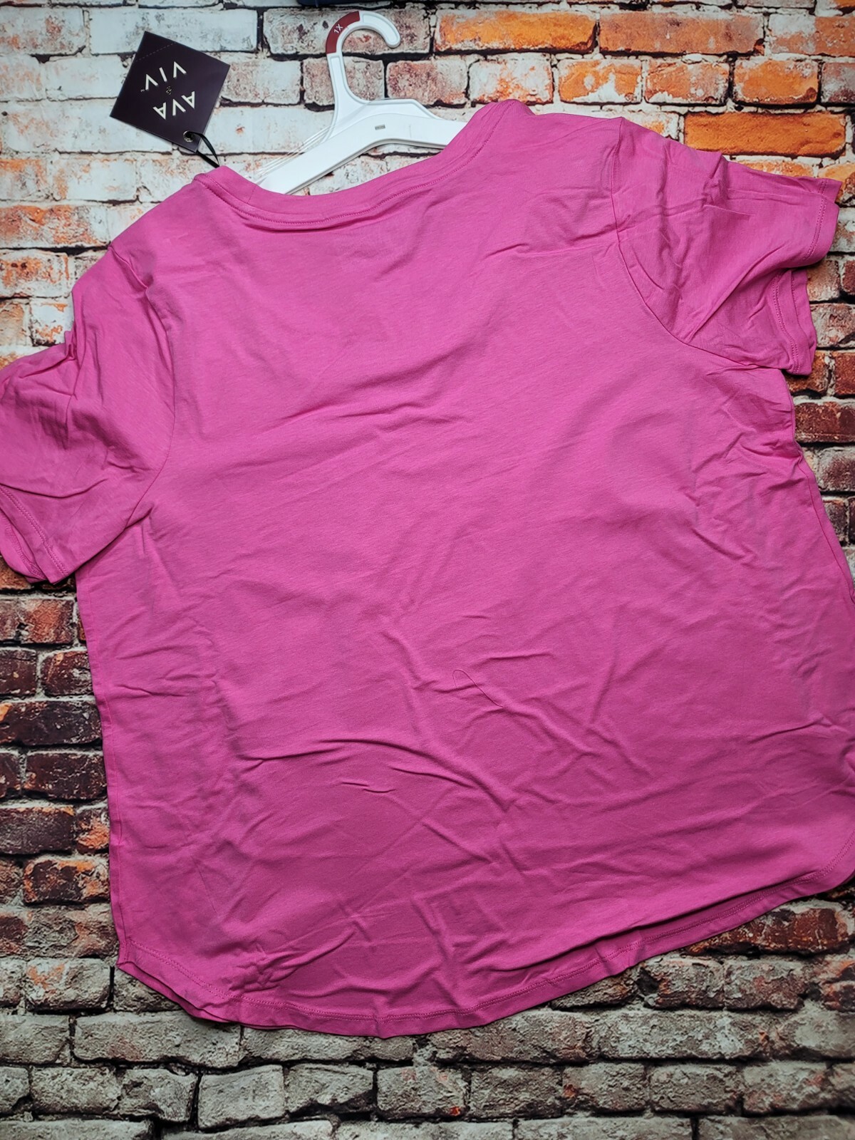 AVA & VIV Women’s Plus Hot Pink Short Sleeve Basic T Shirt Top NWT 1X 2X