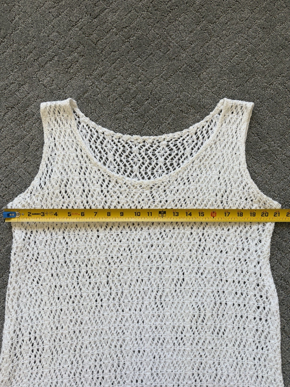 Hand-Crocheted Knit Sleeveless Women’s Tank Top White Size M-L