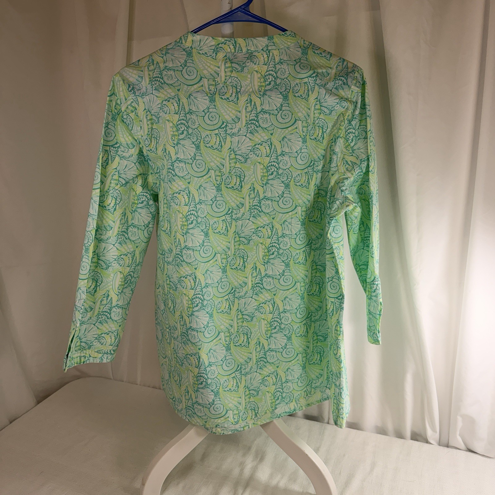 Vineyard Vines Women’s Green Shell 100% Cotton V-Neck 3/4 Sleeve Tunic L