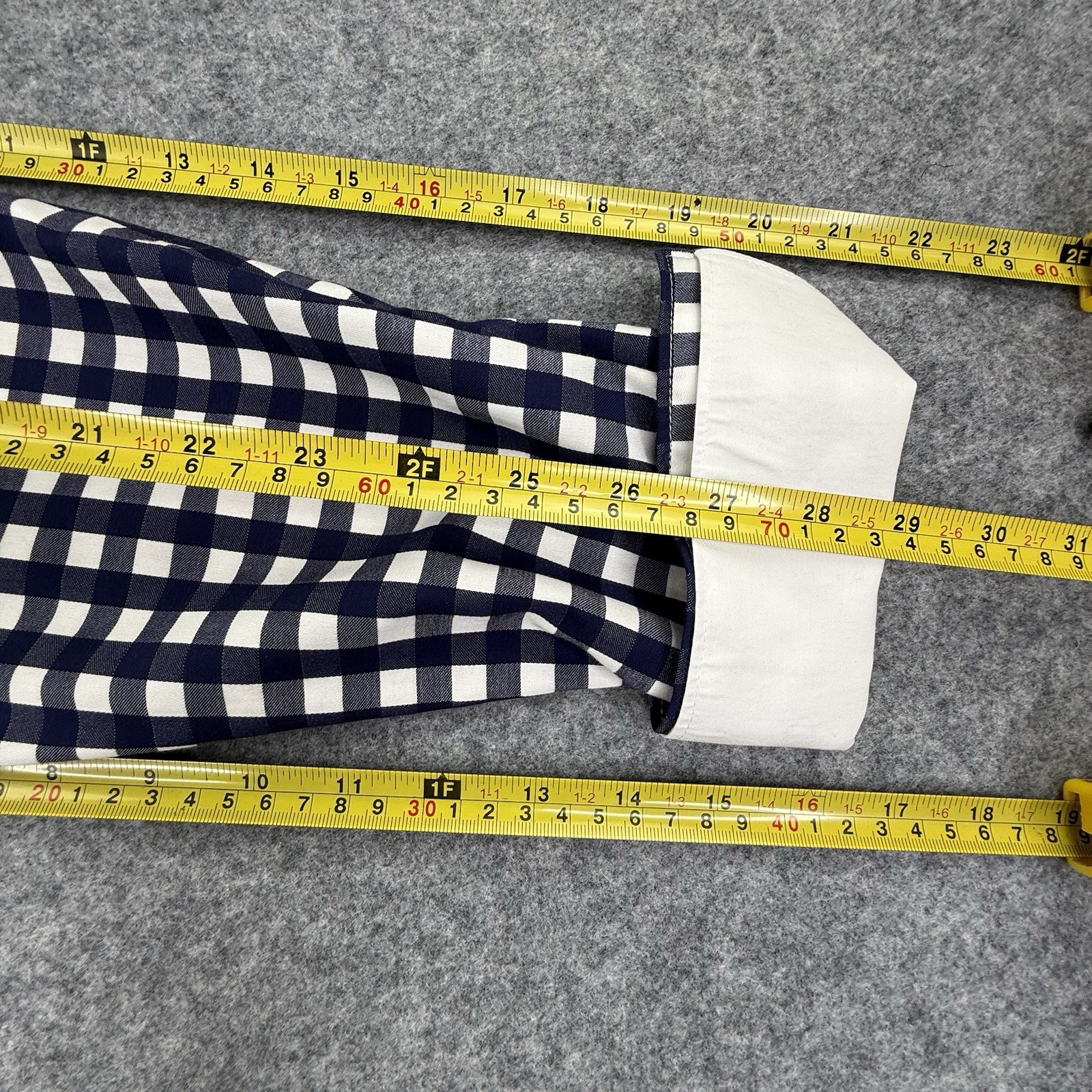 Hinson Wu Gargot Gingham Blue & White Flip Cuff Cotton Blouse Shirt Small