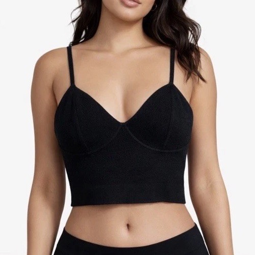 The Drop Women’s Catalina Ribbed Wool Blend Crop Top Bralette Black XL