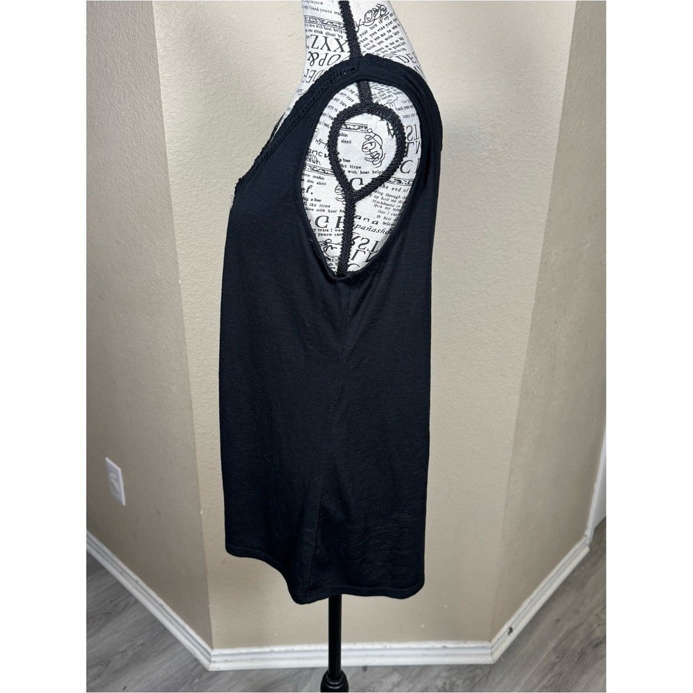 Sonoma Black Sleeveless V-Neck Tank with Crochet Detail