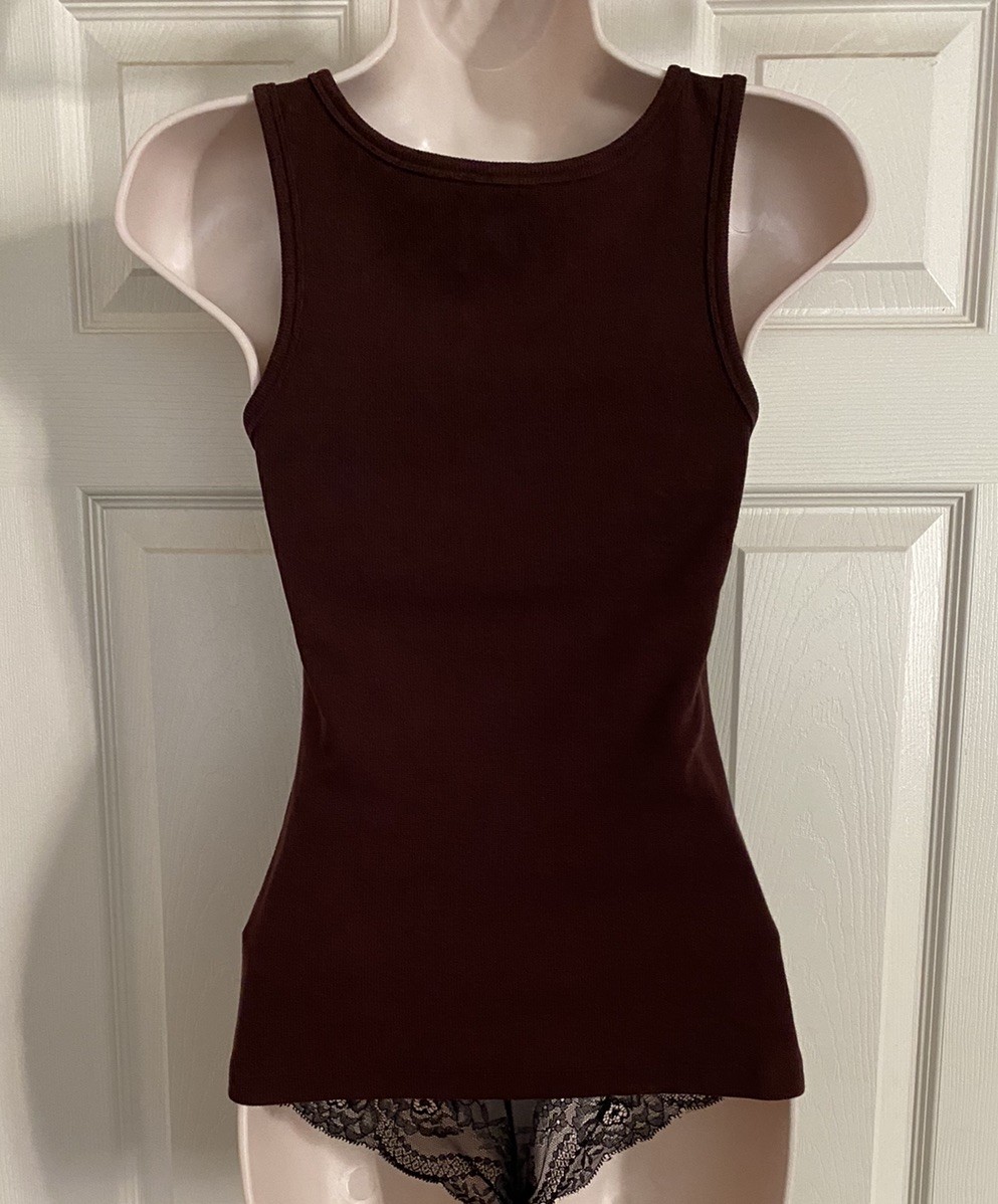 Y2K Fashion Bug Perfect Fit ~ Brown Grunge Glam Rhinestone Scoop Neck Tank Top S
