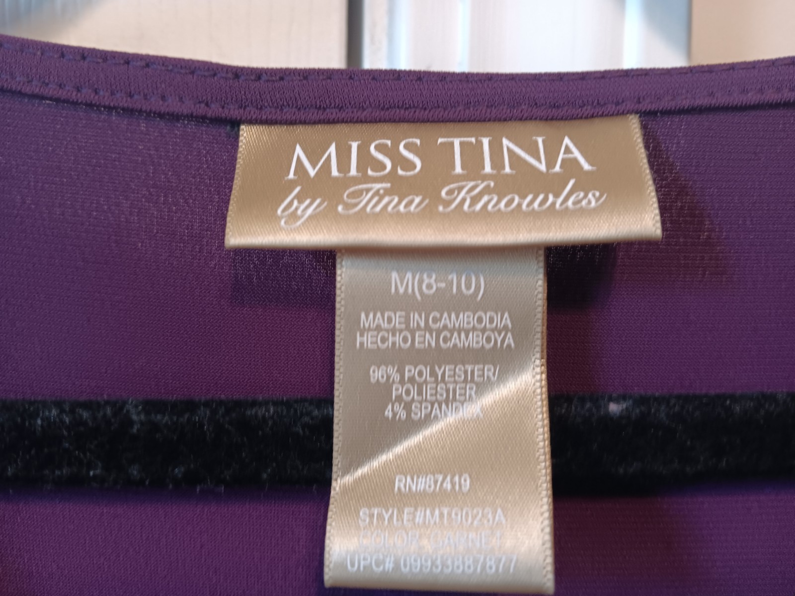 Miss Tina / Dressy Blouse/ Size M / Purple Long Sleeve Poly Spandex Top MT9023A
