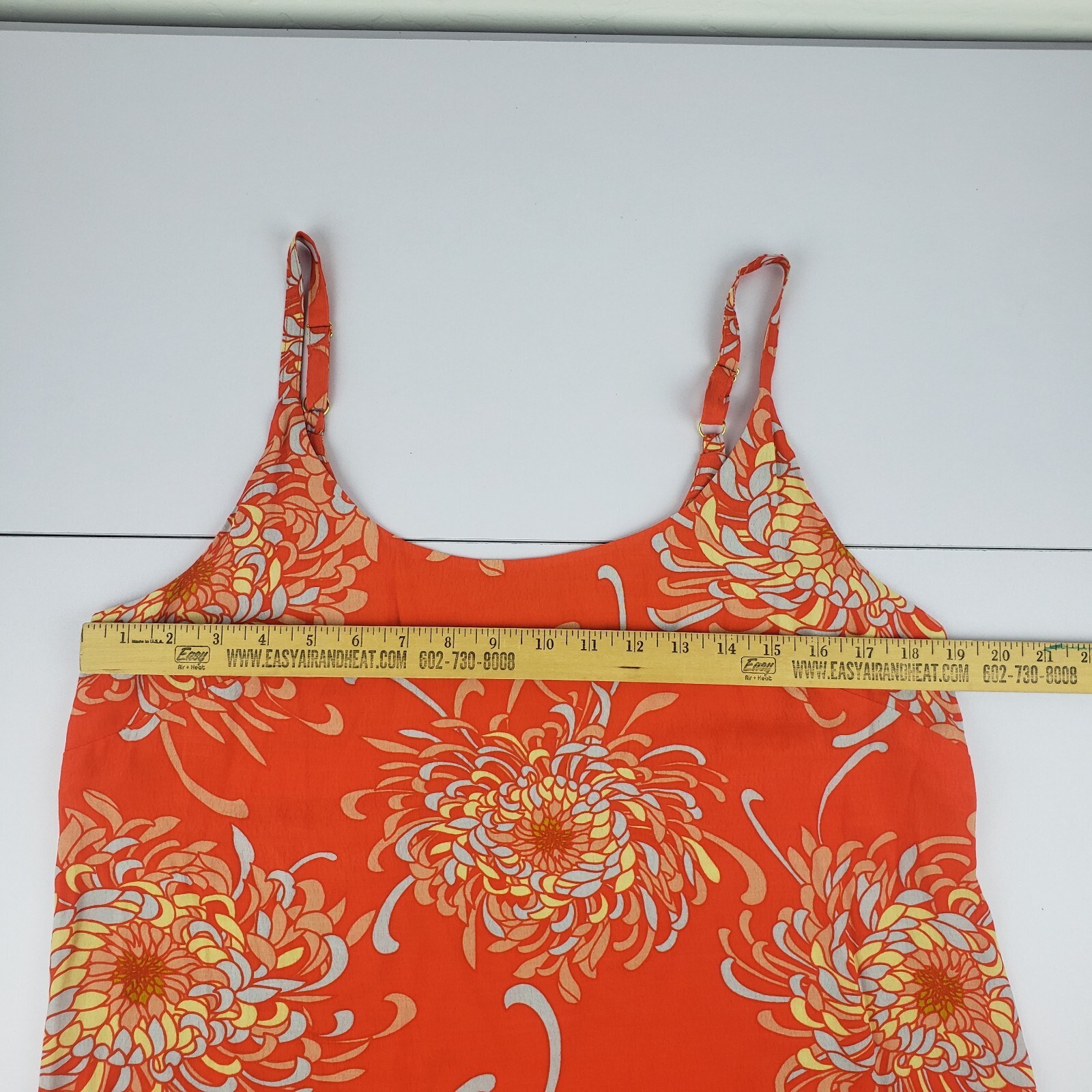 Cabi Blouse Women Medium Orange Floral Sleeveless Adjustable Strap Pullover Top