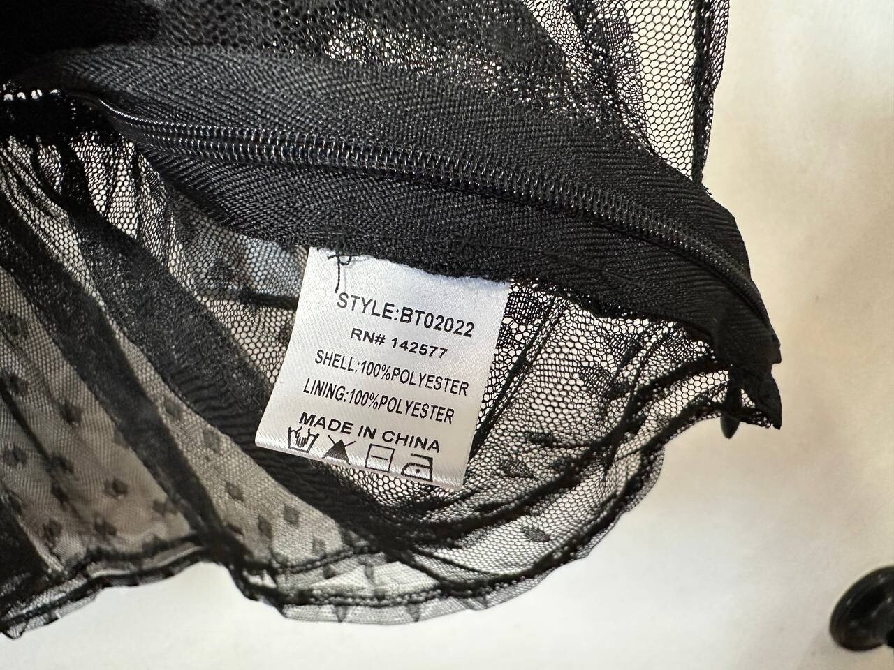 Blashe Sheer Mesh High Neck Peplum Top Black Size L