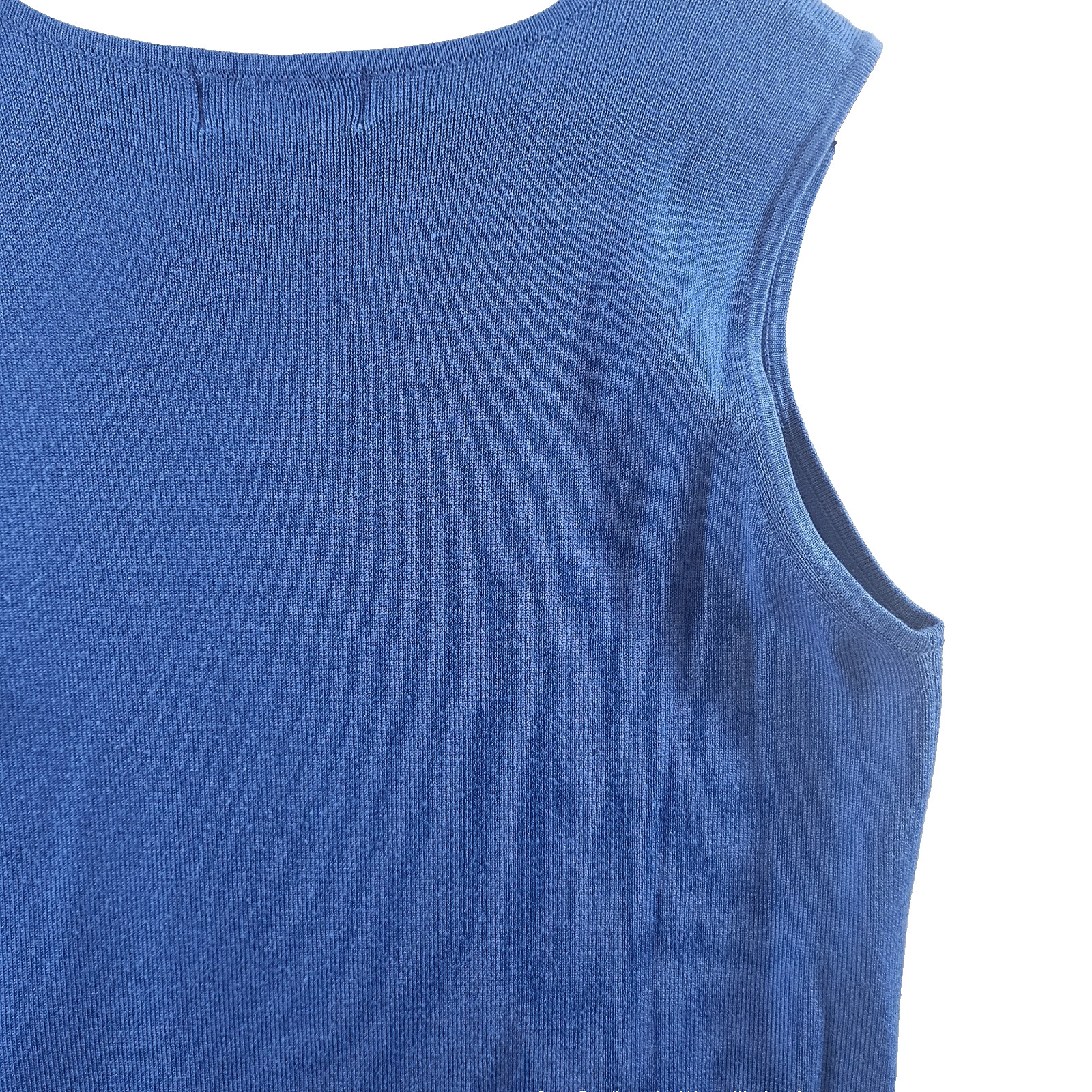 Womens Blue Sleeveless Capsule Tank Shell Top Size L 12-14 Y2K Acrylic Blend