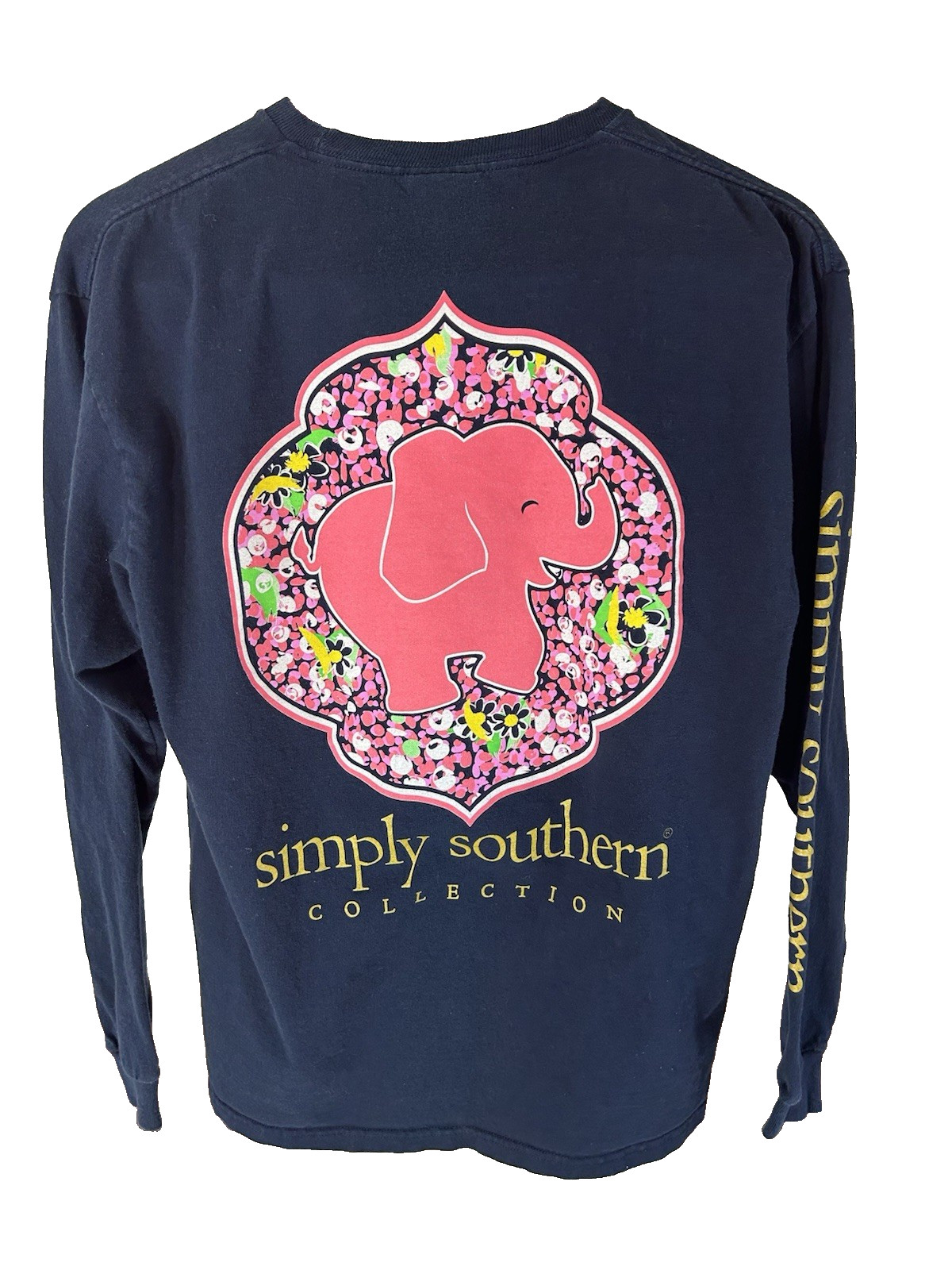 Simply Southern T-Shirt Women’s Large L Long Sleeve Crew Neck Graphic Navy