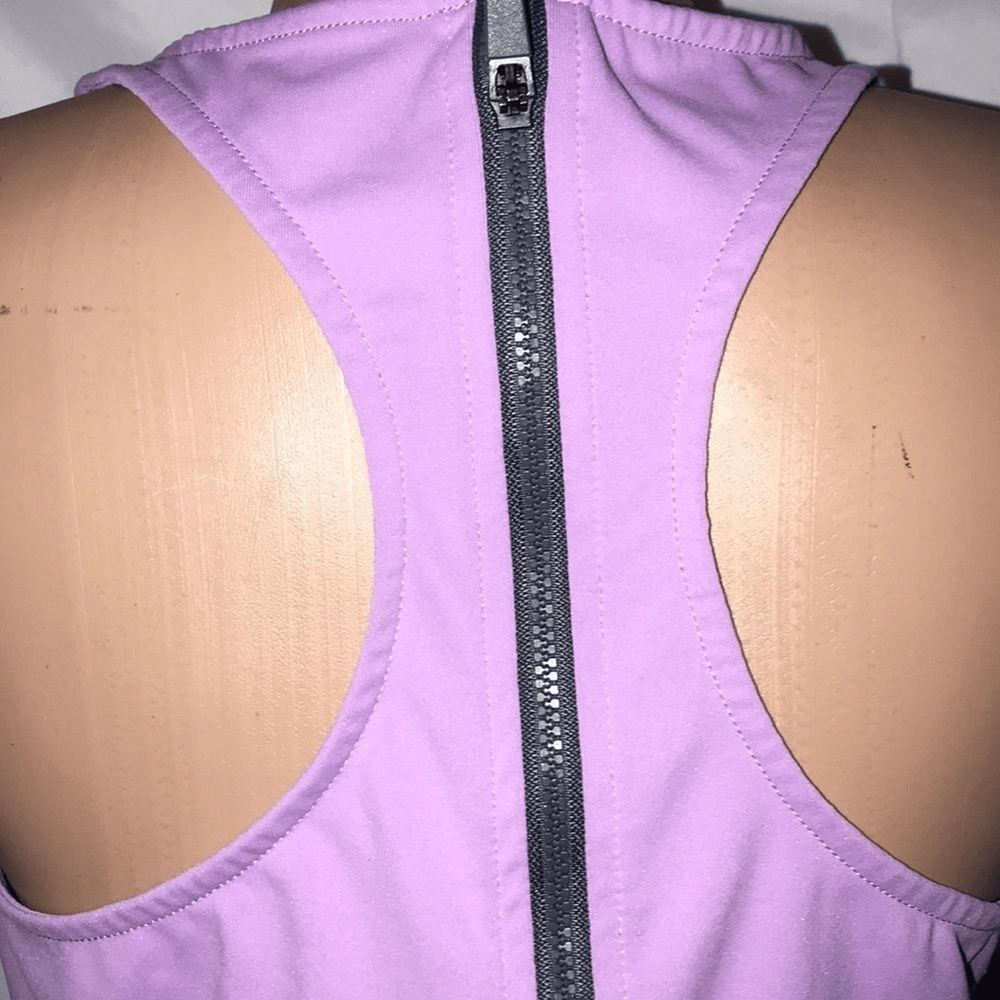 Fabletics Women’s Purple Racerback Stretch Zip Back Tank Top Size Small