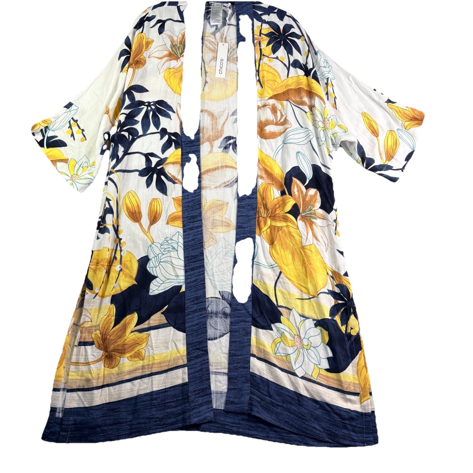 Chicos Kimono Women’s S/M Tropical Floral Covering Ruana NWT