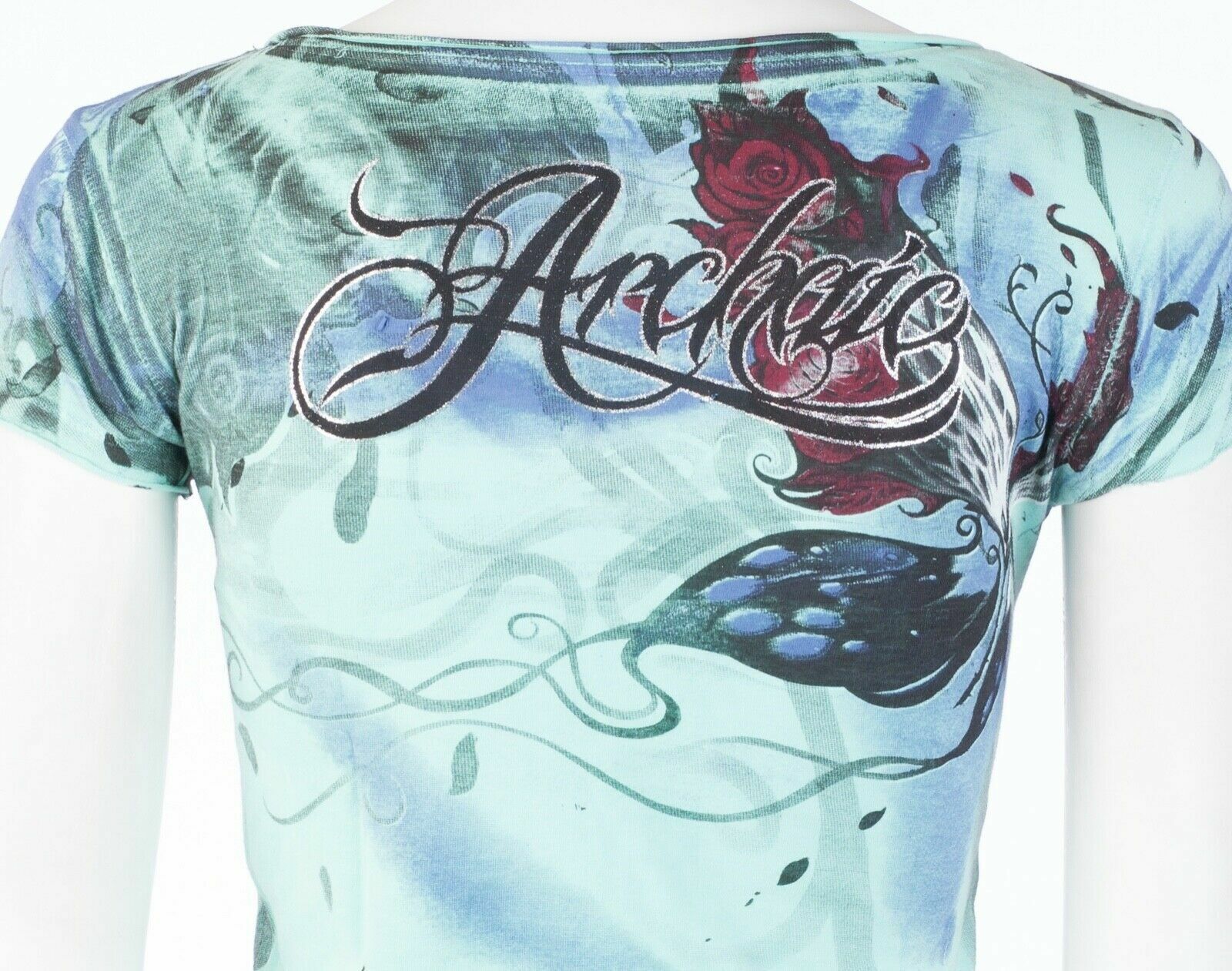 ARCHAIC by AFFLICTION Butterfly Long Goodbye Slim Fit Womens V-neck T-shirt S-XL
