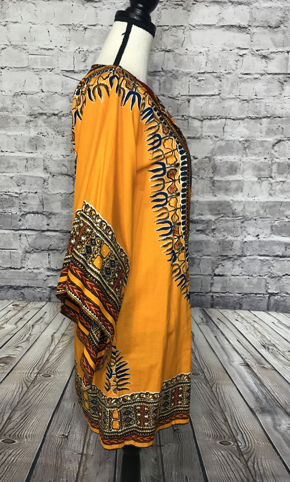 FASHIONS BY HATARI Women’s Orange Multi-Color Ethnic Top Long Tunic Blouse Sz: S