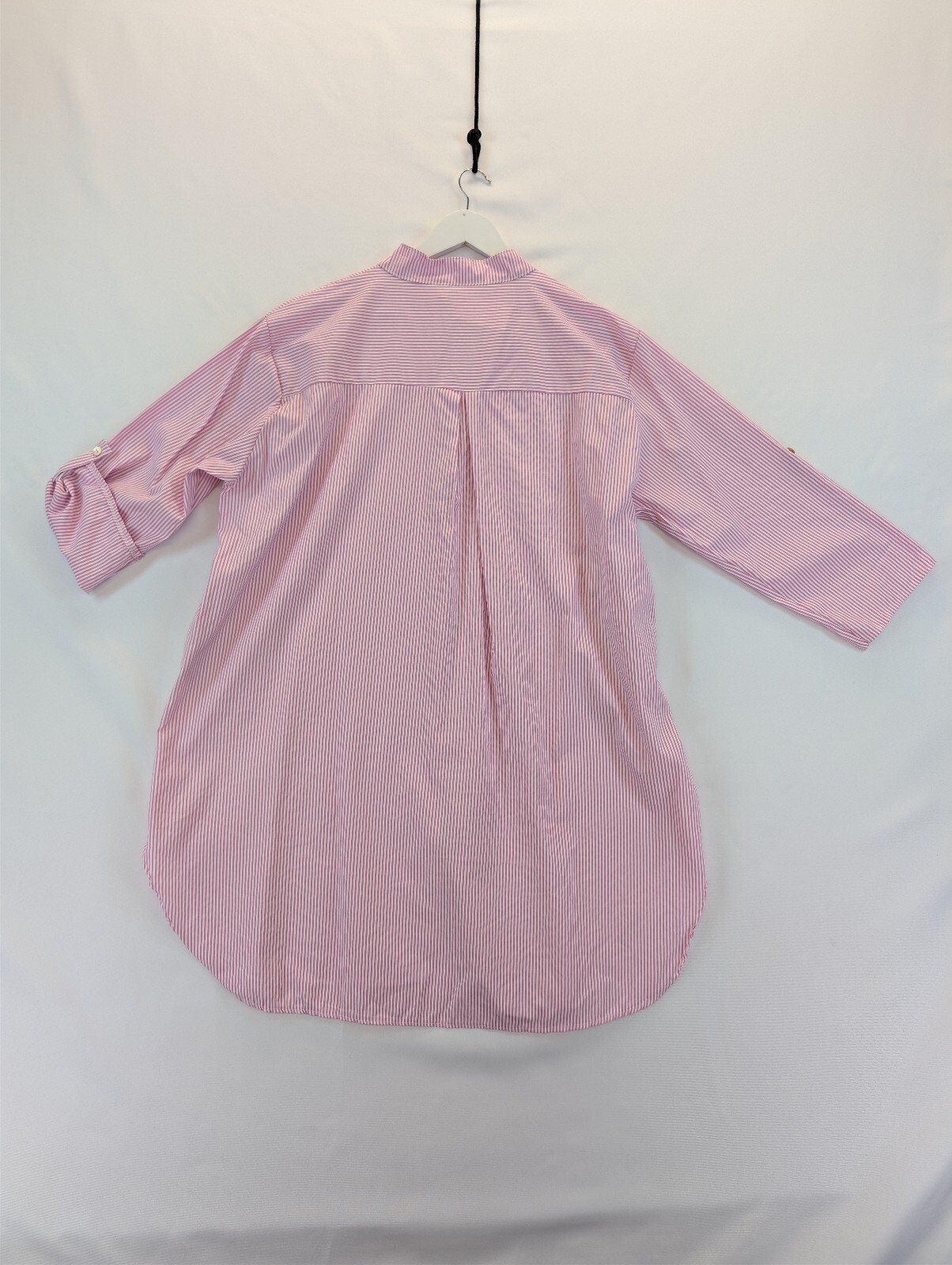 Made in Italy Pink Striped Cotton Pocketed Tunic Shirt Dress UK Size 22-26