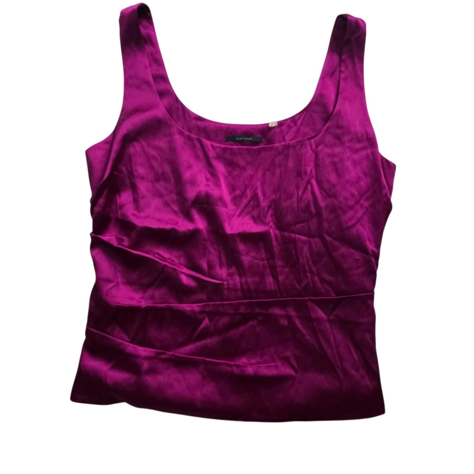 Elie Tahari Luxury Silk Blend Tank Top Blouse Womens L Magenta Purple Draped