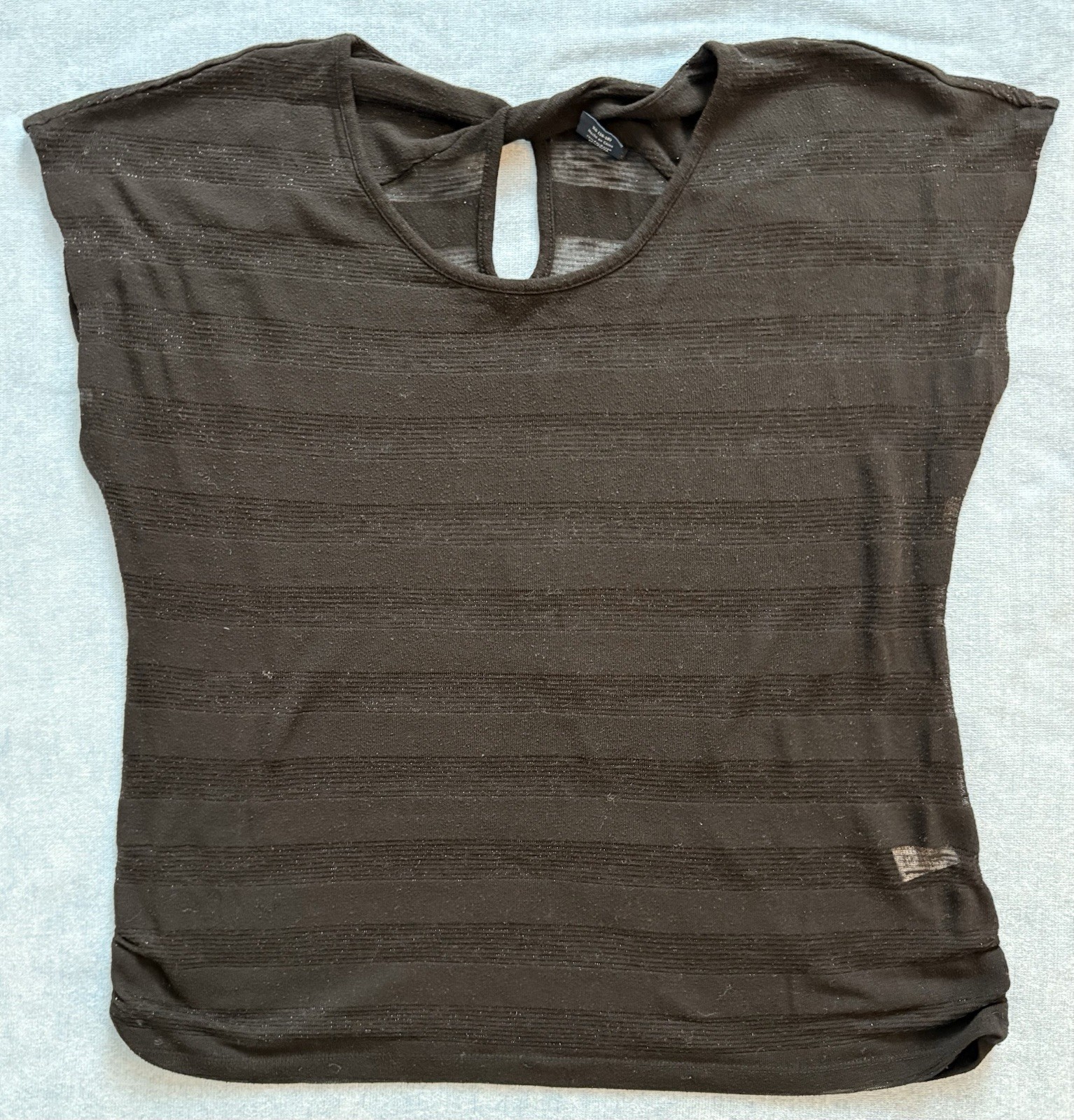 Faded Glory Sheer Cap Sleeve Knit Shirt Women’s Size XL Versatile Trendy