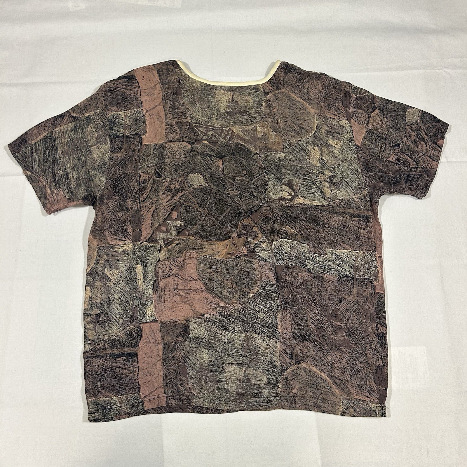 Vintage Eve Of America Medium OVERSIZED Blouse Top Abstract Boho Round Neck S/S